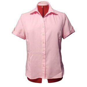 Haggar Petite Pink Button Down Short Sleeve Dress Shirt US M